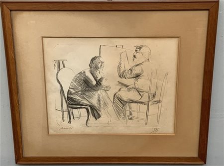 Giacomo Manzù "Pittore e modella seduti" 
litografia
cm 35,5x46
firmata e numera