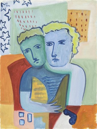 Sandro Chia (Florenz/Firenze 1949) Due figure, 1989;Tempera su carta pesante,...