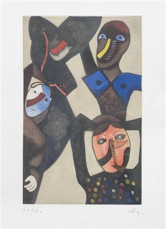 Enrico Baj (Mailand/Milano 1924 – Vergiate 2003) Senza titolo;Litografia a...