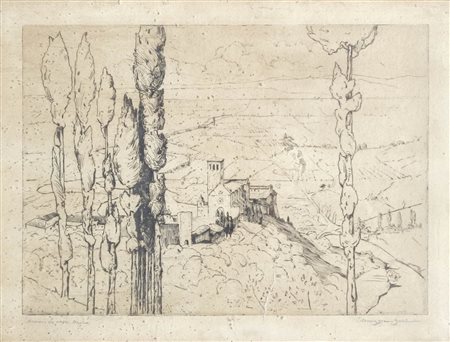 Emilio Mazzoni Zarini (Florenz/Firenze 1869 – 1949) Assisi la valle...