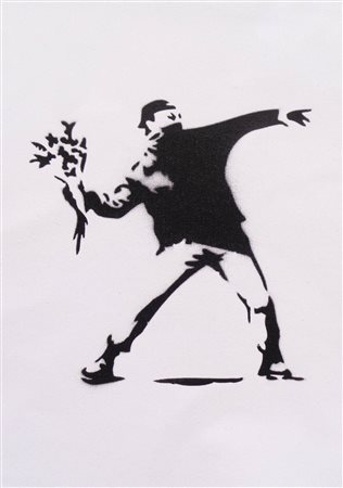 Banksy Love in the air;Dismal Canvas, 29,5 x 20,5 cm, al retro stampa...