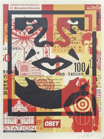 Shepard Farey (Obey) Station Ministry of Transit, 2019;Serigrafia a col. su...