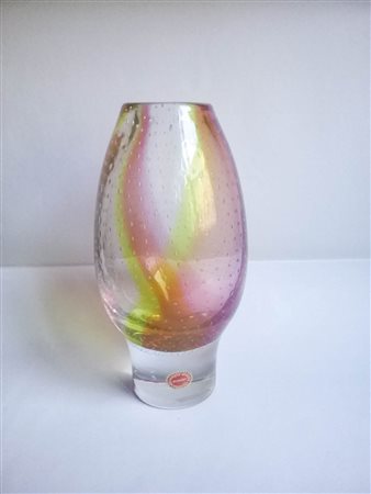 Archimede Seguso (1909 – 1999) Raro vaso, Anni ‘50;A pennellate giallo acido...