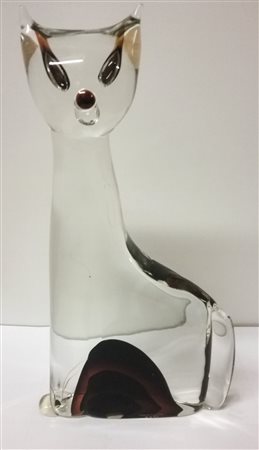 Antonio Da Ros (1936) Gatto, 1987;In vetro sommerso trasparente e...