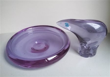 Antonio da Ros (1936) Orso e Centrotavola, Anni ‘60;In vetro sommerso al...