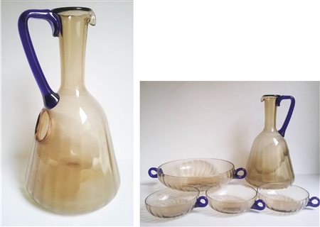 Venini Murano Rara caraffa portagjiaccio;parte di servizio da dessert in...