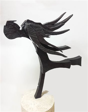 Mario Ceroli (1938) L'Angelo;Multiplo in bronzo a tutto tondo su piede in...