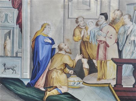 Maler um 1800/Pittore del 1800 ca. Presentazione al tempio;Guazzo, 22 x 29,5...