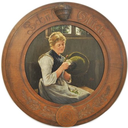 Emil Rau (Dresden/Dresda 1858 – München/Monaco di Baviera 1937) Verliebt;Olio...