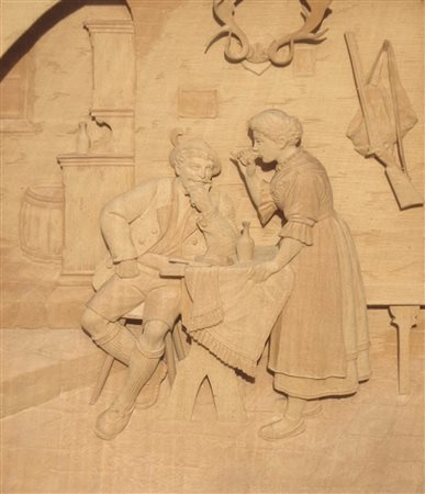 Bildhauer des späten 19. Jahrhunderts Coppia tirolese alla merenda;Rilievo in...