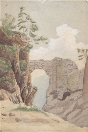 Ignaz Mader (Nassereith 1866 – Vasoldsberg 1953) Paesaggio tirolese con...