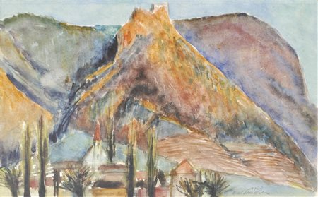 Elfi Widmoser (* Meran/Merano 1930) Castello in Alto Adige, 1963;Acquerello,...
