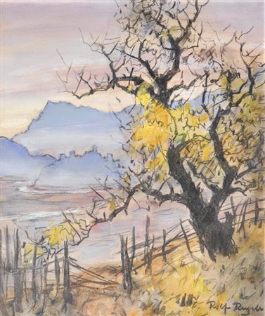 Rolf Regele Castel Firmiano;Olio e carboncino su cartone, 38,5 x 32,5 cm, in...