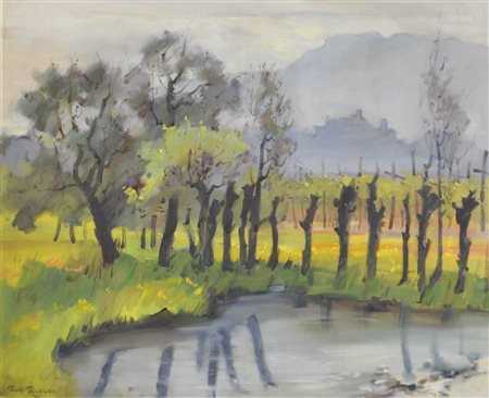 Rolf Regele (Bozen/Bolzano 1899 – 1987) Castel Firmiano;Olio su tavola, 64,5...