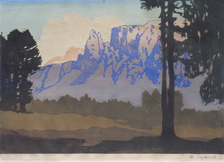 Max Sparer Sciliar;Xilografia a colori, 40,5 x 50 cm, margine destro rifilato...