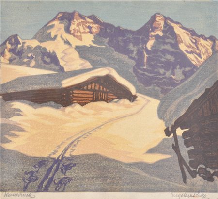 Engelbert Lap (Graz 1886 - Innsbruck 1970) Paesaggio invernale tirolese con...