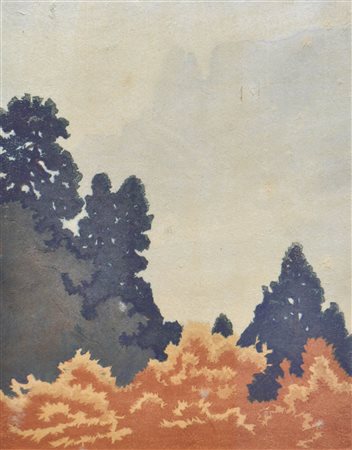 Engelbert Lap Sciliar in autunno;Xilografia a colori, 23,7 x 18,3 cm...