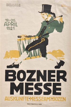 O. Zon Manifesto “Bozner Messe 1921“;Litografia, 47 x 32 cm, restauri