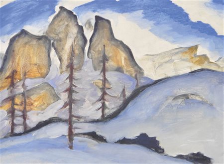 Ernst Nepo (Dauba, Böhmen/Boemia 1895 – Innsbruck 1971) Tre Cime;Tempera, 29...