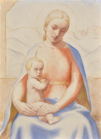 Albert Stolz (Bozen/Bolzano 1875 – 1947) Madonna con bambino davanti al...