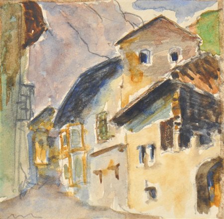 Josef Mahlknecht Paese in Alto Adige (Magrè?);Acquerello, matita, 11,6 x 12...