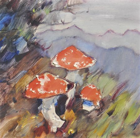 Rolf Regele Ovoli malefici;Olio su tavola, 20 x 20 cm, in cornice Firma e data