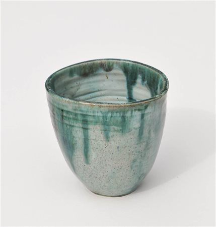 Maria Delago Coppa verde-azzurro;Ceramica smaltata, H. 12 cm, diametro 12 cm