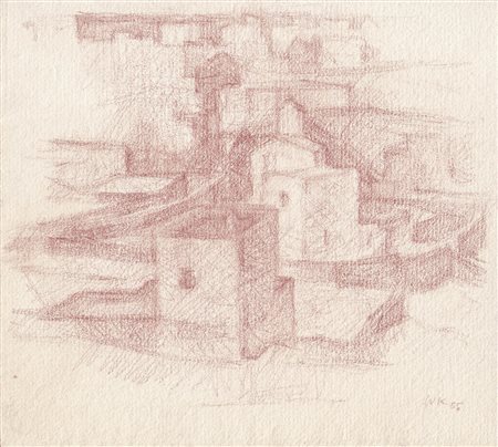 Wilfried Kirschl Tinos, 1985;Sanguigna, 20,5 x 22,7 cm Monogramma e data