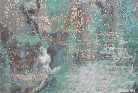 Luis Stefan Stecher (*Laas/Lasa 1937) Coppia d’innamorati;Tecnica mista su...