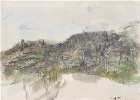 Anton Frühauf (Meran/Merano 1914 – 1999) Paesaggio, 1976;Tecnica mista su...