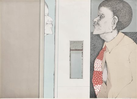 Karl Plattner Cravatte a Pois, 1972;Litografia a colori, 50 x 70,3 cm, in...