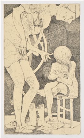 Karl Plattner La lezione, 1975;Acquaforte, 47 x 28 cm (lastra), in cornice...