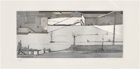 Karl Plattner Paesaggio invernale, 1983;Acquatinta, 10,5 x 23,5 cm (lastra)...
