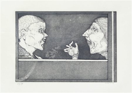Karl Plattner Conversazione a due, 1969;Acquaforte e acquatinta, 24,6 x 35 cm...