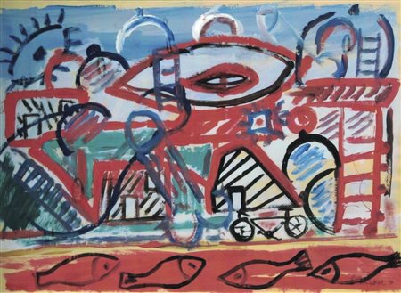 Riccardo Schweizer (Mezzano 1925 – Casez 2004) Composizione, 1981;Tecnica...