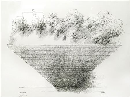 Paul Flora Penthouse, 1977;Litografia, 38 x 50 cm, in cornice Firma, data e...