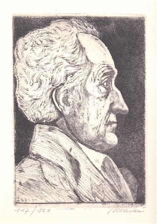 Markus Vallazza Johann Wolfgang von Goethe, 1985;Acquaforte, 14,2 x 10 cm...