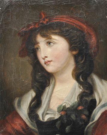 Maler des 19. Jh. / Pittore del XIX secolo Ragazza con cerchietto;Olio su...