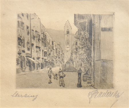 Künstler um 1920 / Pittore del 1920 ca. Quattro vedute di Vipiteno (Città...