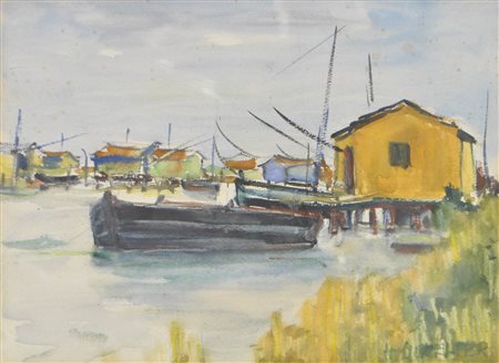 Hubert Mumelter Canale a Ravenna, 1961;Acquerello, 28,5 x 38,5 cm, in cornice...