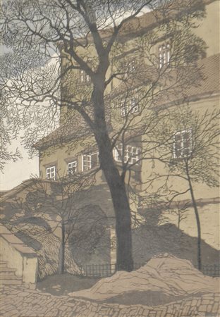 Holzschneider um 1910 Palazzo in Austria;Xilografia a colori, 48,5 x 33,5 cm...