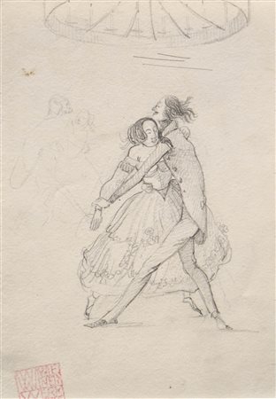 Künstler der Wiener Werkstätte Coppia che balla;Matita, 17,7 x 11,5 cm Timbro