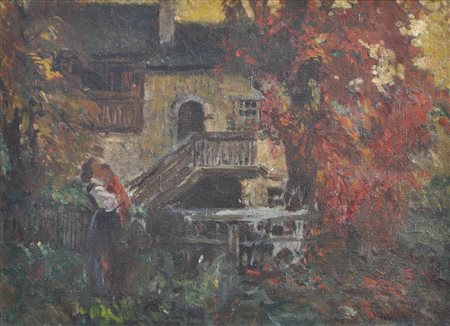 Orazio Gaigher Maso altoatesino in autunno;Olio su tela, 55,5 x 76,5 cm, in...