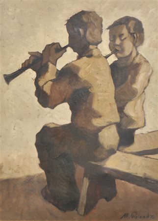 Roland Moroder (* St. Ulrich in Gröden/Ortisei 1948) Due ragazzi che suonano...