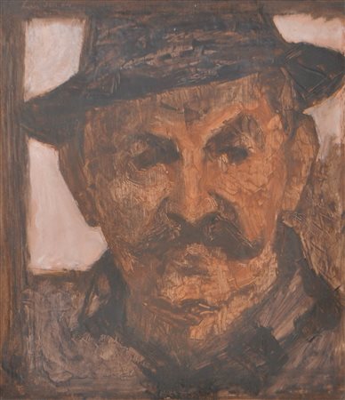 Lois Irsara (Abtei/Badia 1923 – 2014) Autoritratto;Olio su tavola, 32 x 28...