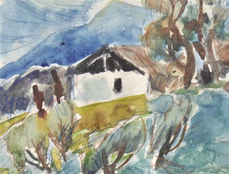 Elfi Widmoser (* Meran/Merano 1930) Maso in Alto Adige;Acquerello, gessetti...