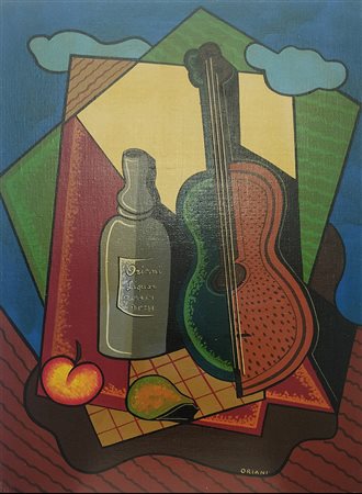 Pippo Oriani Natura morta con chitarra e bottiglia 1970/'71