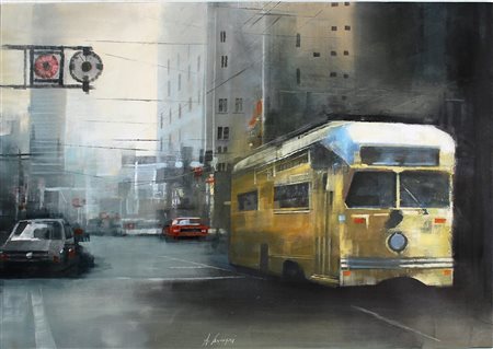 CANCOGNI AGOSTINO Lucca 1950 "Il tram giallo" 