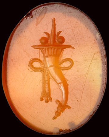 A large late hellenistic carnelian intaglio. Cornucopia. 