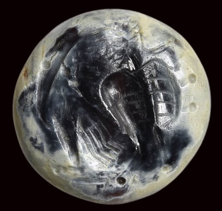 A roman italic burnt sard. Dying Otriade. 